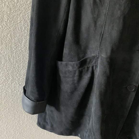 AUGUSTINAS Black Leather & Suede soft Jacket Carmel By The Sea Boutique size 16 - Picture 8 of 10